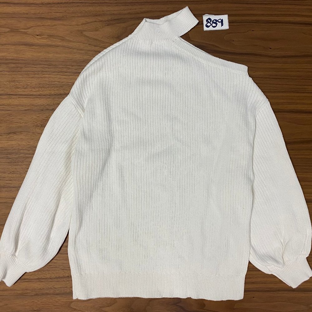Oversized Long Sleeve Shirt Crop Shoulder - White